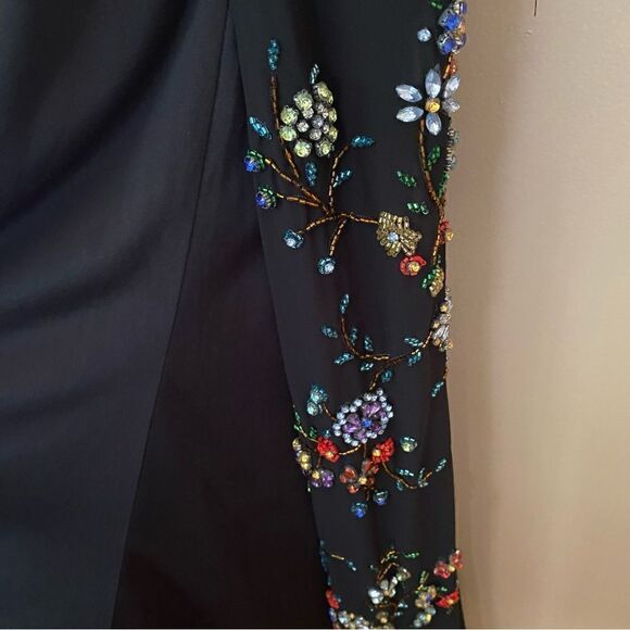 Ieena Mac Duggal Sz 4 Gown faux wrap multi floral beaded black dress #26530 - Picture 14 of 14